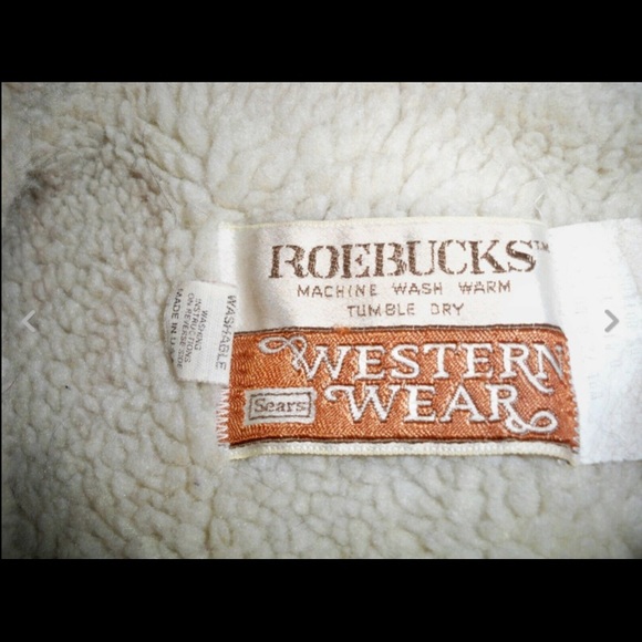 Vtg Sears Roebucks Denim Jean Western Wear Men's Sherpa Vest Jacket Size Medium